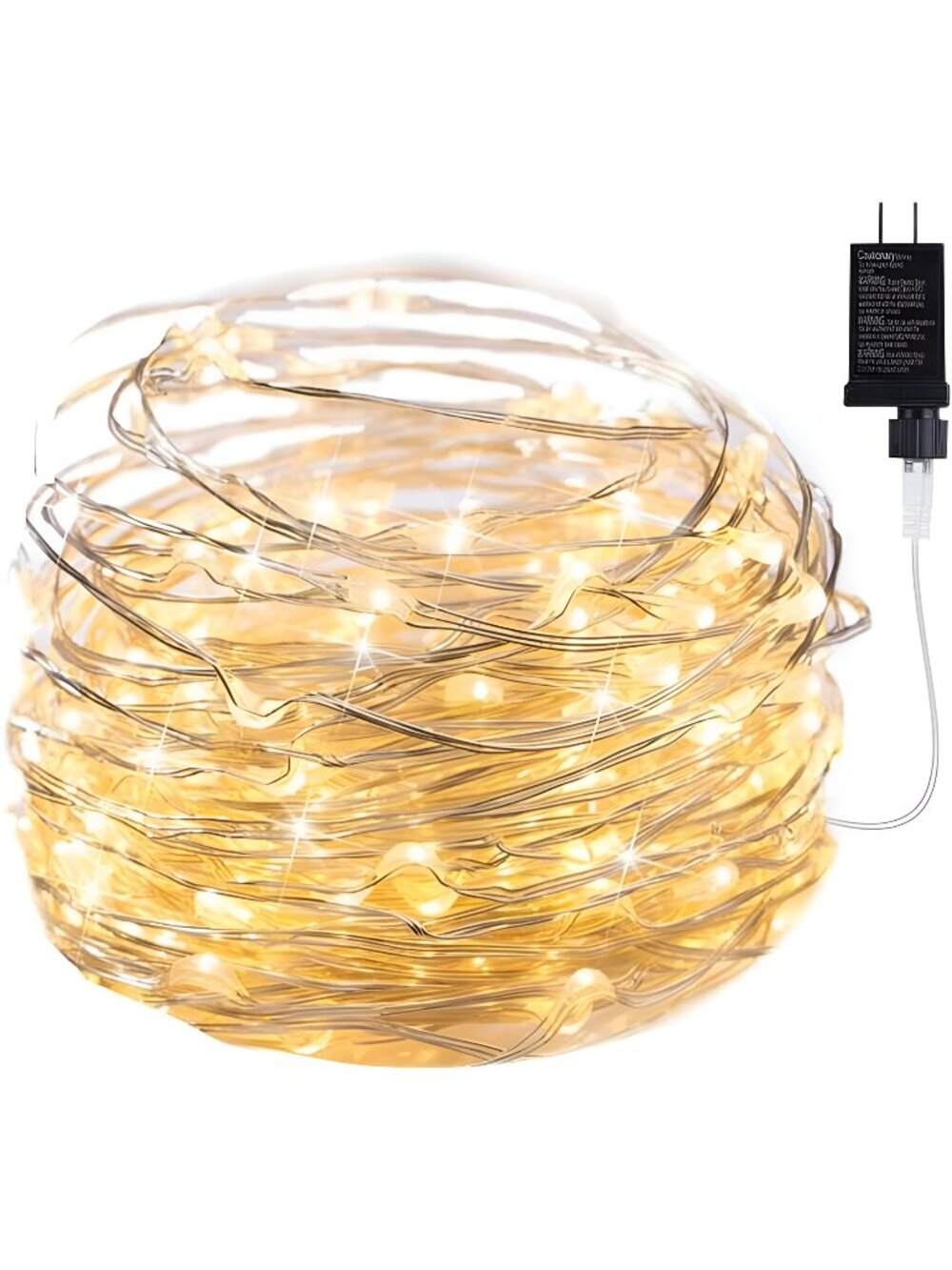 Fairy Lights Plug in, 33Ft 100 LEDs Waterproof Silver Wire Firefly Lights